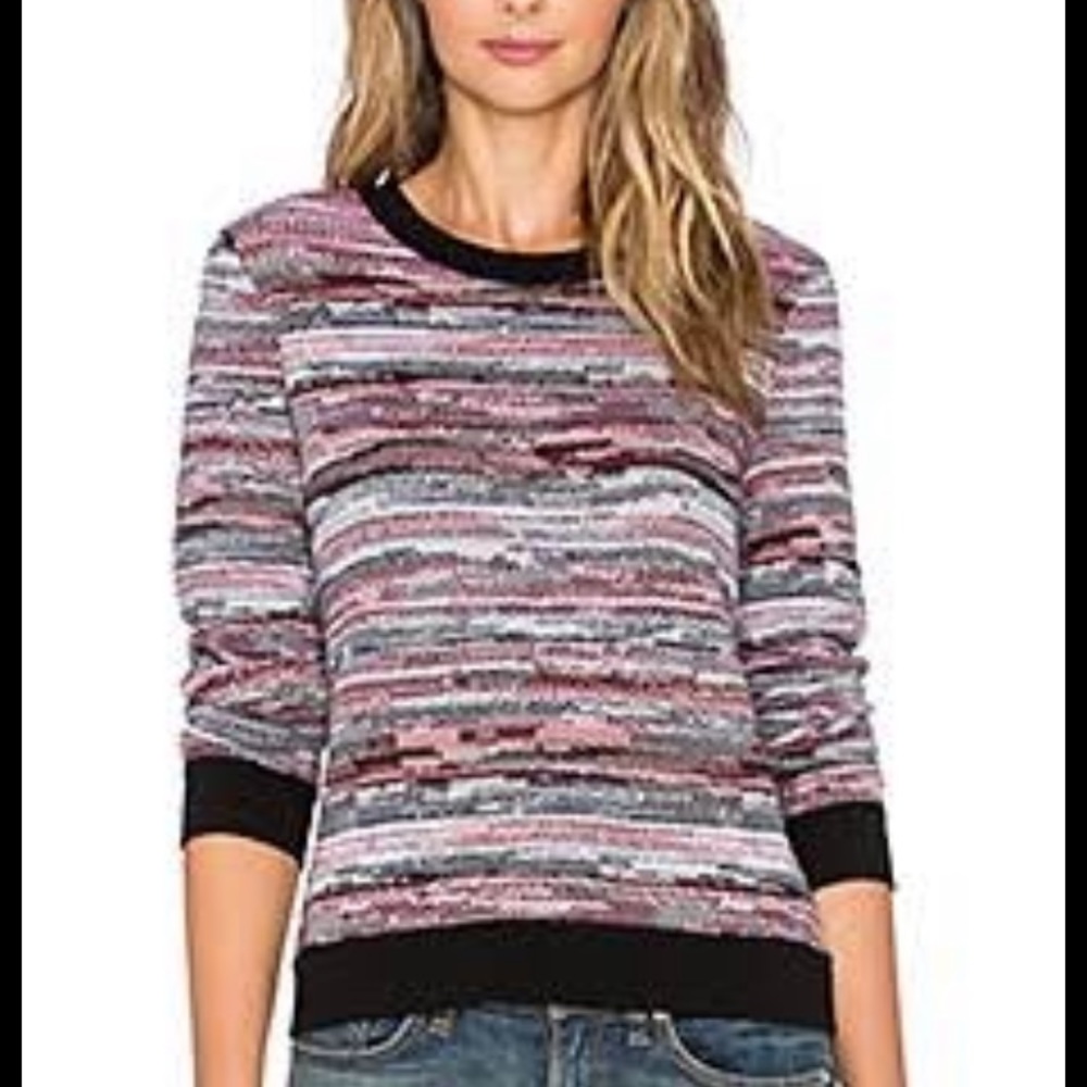 Rag & Bone 🔥 Lola Red & Black Jacquard Crewneck Sweater Sz S